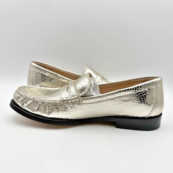 Cole Haan Womens Lana Lux Penny Loafers US 7 Wide Gold Snake Print Leather NIB - Picture 7 of 12